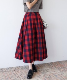 ELFRANKエルフランク ブロックチェック起毛ロングフレアスカート エルフランク ELFRANK ブロックチェック起毛ロングフレア
