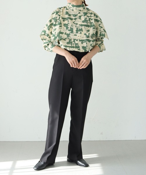 vingtrois（バントロア）の「【vingtrois】ニュアンス柄アシメレイヤードハイネックブラウス（シャツ/ブラウス・レディース・ブラック/グリーン/マスタード・M）」の6枚目の写真