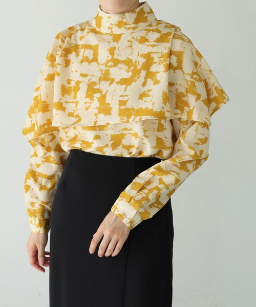 vingtrois（バントロア）の「【vingtrois】ニュアンス柄アシメレイヤードハイネックブラウス（シャツ/ブラウス・レディース・ブラック/グリーン/マスタード・M）」の14枚目の写真