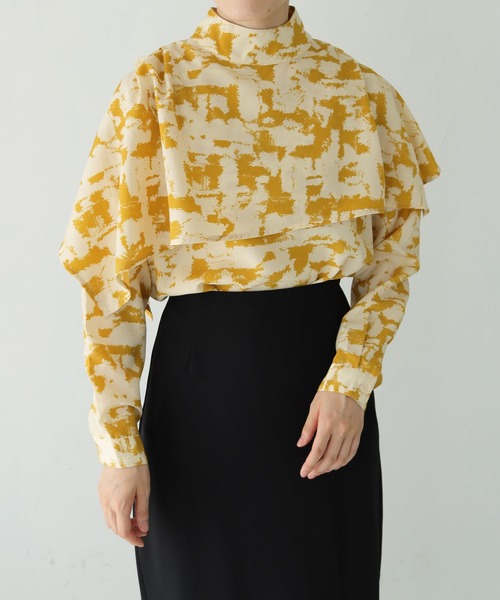 vingtrois（バントロア）の「【vingtrois】ニュアンス柄アシメレイヤードハイネックブラウス（シャツ/ブラウス・レディース・ブラック/グリーン/マスタード・M）」の10枚目の写真
