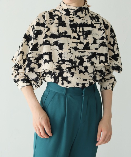 vingtrois（バントロア）の「【vingtrois】ニュアンス柄アシメレイヤードハイネックブラウス（シャツ/ブラウス・レディース・ブラック/グリーン/マスタード・M）」の20枚目の写真