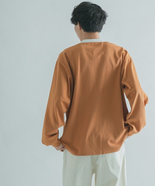 FORK&SPOON（フォークアンドスプーン）の「FORK&SPOON　天竺バンドカラーロングスリーブ（Tシャツ/カットソー・メンズ・その他1/ブラウン系その他/ブルー系その他・4/5）」の4枚目の写真