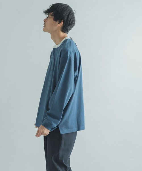 FORK&SPOON（フォークアンドスプーン）の「FORK&SPOON　天竺バンドカラーロングスリーブ（Tシャツ/カットソー・メンズ・その他1/ブラウン系その他/ブルー系その他・4/5）」の13枚目の写真