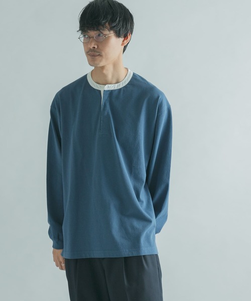 FORK&SPOON（フォークアンドスプーン）の「FORK&SPOON　天竺バンドカラーロングスリーブ（Tシャツ/カットソー・メンズ・その他1/ブラウン系その他/ブルー系その他・4/5）」の9枚目の写真