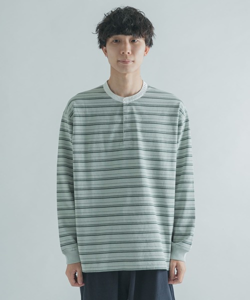 FORK&SPOON（フォークアンドスプーン）の「FORK&SPOON　天竺バンドカラーロングスリーブ（Tシャツ/カットソー・メンズ・その他1/ブラウン系その他/ブルー系その他・4/5）」の8枚目の写真