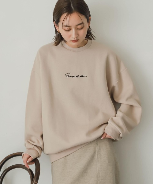 SENSE OF PLACE by URBAN RESEARCH(センスオブプレイスバイアーバンリサーチ)の「『ユニセックス』シシュウウラキモウカラースウェットシャツ(スウェット・メンズ・ブラック/ベージュ/レッド/ブルー/グリーン・MEDIUM/LARGE/X-LARGE)」の11枚目の写真