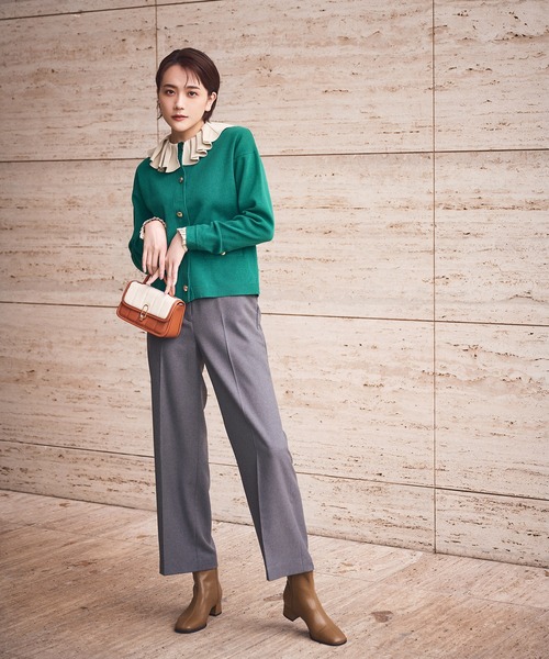 N.（N. Natural Beauty Basic）（エヌエヌナチュラルビューティーベーシック）の「【松井愛莉さん着用】◆ボタンループストレートパンツ（その他パンツ・レディース・グレー/オレンジ/ブルー・MEDIUM）」の2枚目の写真