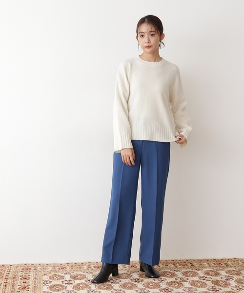 N.（N. Natural Beauty Basic）（エヌエヌナチュラルビューティーベーシック）の「【松井愛莉さん着用】◆ボタンループストレートパンツ（その他パンツ・レディース・グレー/オレンジ/ブルー・MEDIUM）」の8枚目の写真