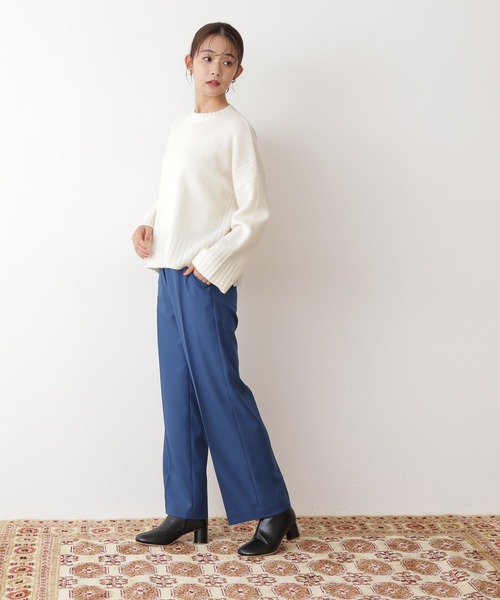 N.（N. Natural Beauty Basic）（エヌエヌナチュラルビューティーベーシック）の「【松井愛莉さん着用】◆ボタンループストレートパンツ（その他パンツ・レディース・グレー/オレンジ/ブルー・MEDIUM）」の4枚目の写真