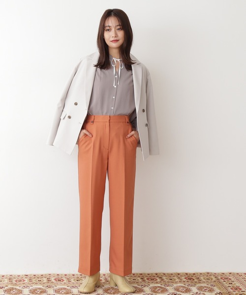 N.（N. Natural Beauty Basic）（エヌエヌナチュラルビューティーベーシック）の「【松井愛莉さん着用】◆ボタンループストレートパンツ（その他パンツ・レディース・グレー/オレンジ/ブルー・MEDIUM）」の13枚目の写真