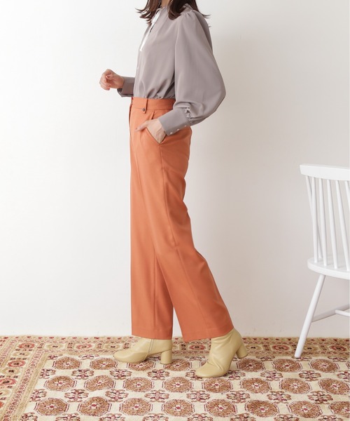 N.（N. Natural Beauty Basic）（エヌエヌナチュラルビューティーベーシック）の「【松井愛莉さん着用】◆ボタンループストレートパンツ（その他パンツ・レディース・グレー/オレンジ/ブルー・MEDIUM）」の14枚目の写真