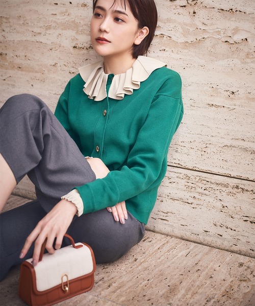 N.（N. Natural Beauty Basic）（エヌエヌナチュラルビューティーベーシック）の「【松井愛莉さん着用】◆ボタンループストレートパンツ（その他パンツ・レディース・グレー/オレンジ/ブルー・MEDIUM）」の15枚目の写真