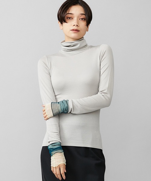 FILL THE BILL(フィルザビル)の「【FILL THE BILL(フィルザビル)】SHEER TURTLE NECK(Tシャツ/カットソー・レディース・ダークブラウン/グレー・1)」の2枚目の写真