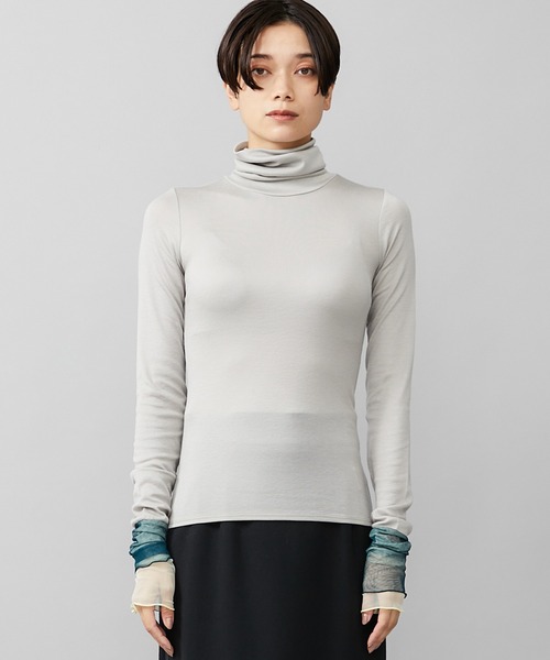 FILL THE BILL(フィルザビル)の「【FILL THE BILL(フィルザビル)】SHEER TURTLE NECK(Tシャツ/カットソー・レディース・ダークブラウン/グレー・1)」の6枚目の写真