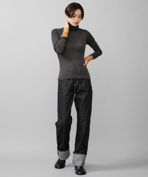 FILL THE BILL(フィルザビル)の「【FILL THE BILL(フィルザビル)】SHEER TURTLE NECK(Tシャツ/カットソー・レディース・ダークブラウン/グレー・1)」の12枚目の写真