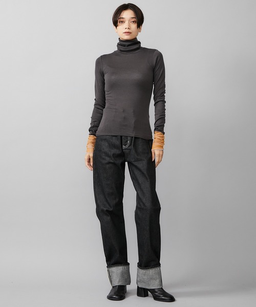 FILL THE BILL(フィルザビル)の「【FILL THE BILL(フィルザビル)】SHEER TURTLE NECK(Tシャツ/カットソー・レディース・ダークブラウン/グレー・1)」の13枚目の写真