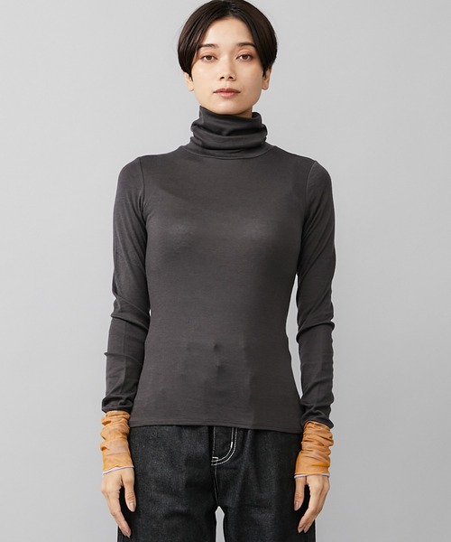 FILL THE BILL(フィルザビル)の「【FILL THE BILL(フィルザビル)】SHEER TURTLE NECK(Tシャツ/カットソー・レディース・ダークブラウン/グレー・1)」の14枚目の写真