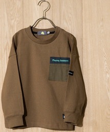 LOGOS（ロゴス）の「【30】〔LOGOS/ロゴス〕裏毛 デザインポケット クルーネックスウェット 袖プリント/バックプリント（スウェット）」