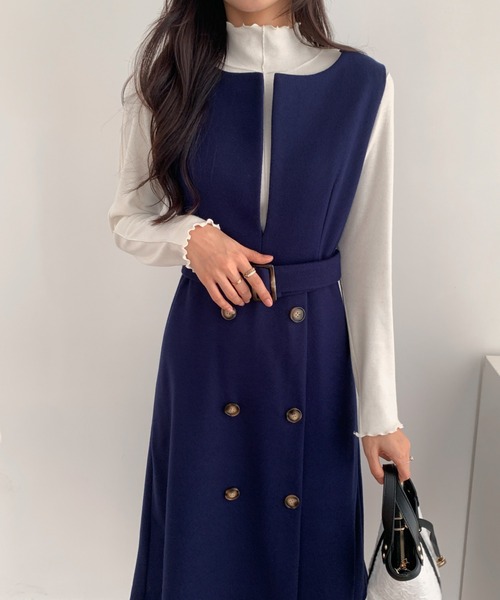 ウエストマークスリットロングジャンパースカート