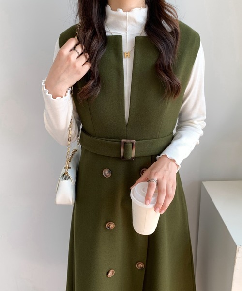 ウエストマークスリットロングジャンパースカート