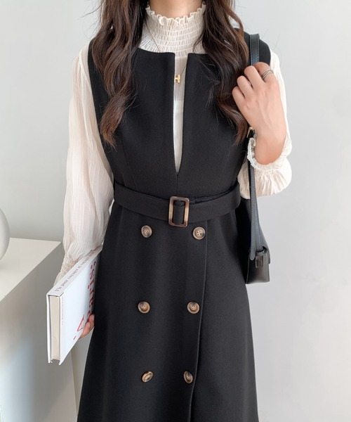 ウエストマークスリットロングジャンパースカート