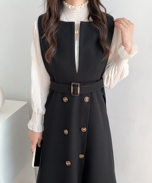 ウエストマークスリットロングジャンパースカート