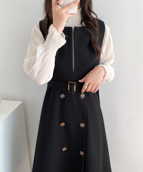 ウエストマークスリットロングジャンパースカート