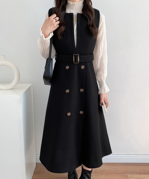 ウエストマークスリットロングジャンパースカート