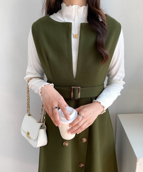 ABITOKYO（アビトーキョー）の「ウエストマークスリットロングジャンパースカート（ジャンパースカート・レディース・ベージュ/ブラック/モカ/ブルー/カーキ/ネイビー/グレー/グリーン/グレイッシュベージュ/ブラウン/ライトグレー/パープル/キャメル/チャコールグレー/ブルー系その他・M/L）」の20枚目の写真