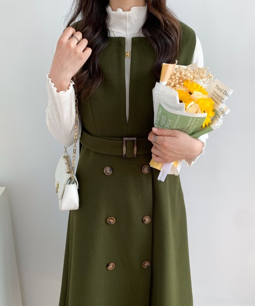 ABITOKYO（アビトーキョー）の「ウエストマークスリットロングジャンパースカート（ジャンパースカート・レディース・ベージュ/ブラック/モカ/ブルー/カーキ/ネイビー/グレー/グリーン/グレイッシュベージュ/ブラウン/ライトグレー/パープル/キャメル/チャコールグレー/ブルー系その他・M/L）」の22枚目の写真