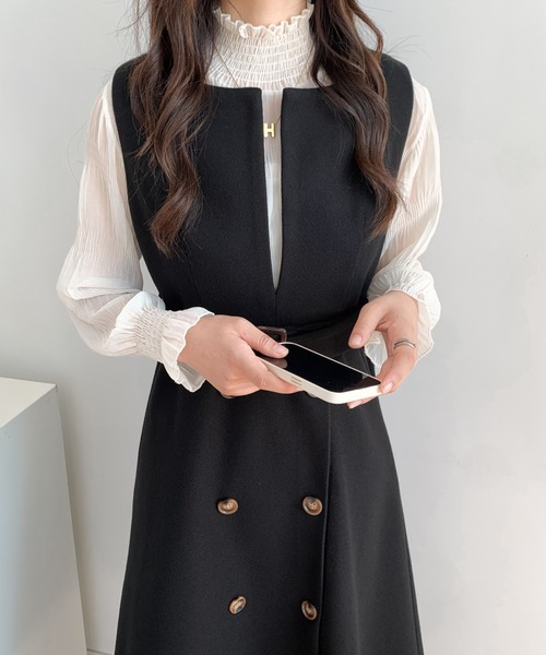 ABITOKYO（アビトーキョー）の「ウエストマークスリットロングジャンパースカート（ジャンパースカート・レディース・ベージュ/ブラック/モカ/ブルー/カーキ/ネイビー/グレー/グリーン/グレイッシュベージュ/ブラウン/ライトグレー/パープル/キャメル/チャコールグレー/ブルー系その他・M/L）」の19枚目の写真