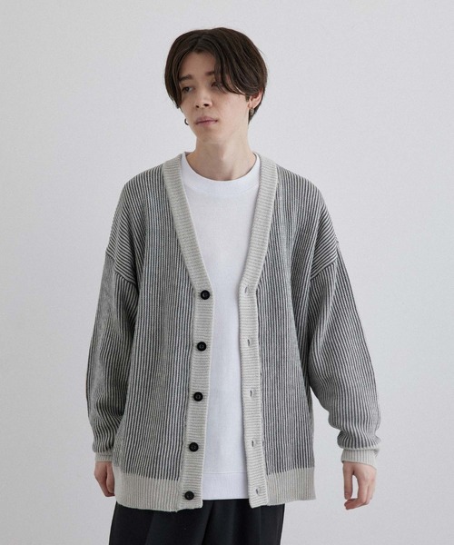 JUNRED(ジュンレッド)の「ストライプルーズカーディガン(カーディガン/ボレロ・メンズ・グレー/ブラック/グリーン・LL/M/L)」の6枚目の写真