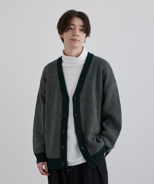 JUNRED(ジュンレッド)の「ストライプルーズカーディガン(カーディガン/ボレロ・メンズ・グレー/ブラック/グリーン・LL/M/L)」の9枚目の写真