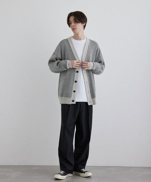 JUNRED(ジュンレッド)の「ストライプルーズカーディガン(カーディガン/ボレロ・メンズ・グレー/ブラック/グリーン・LL/M/L)」の12枚目の写真