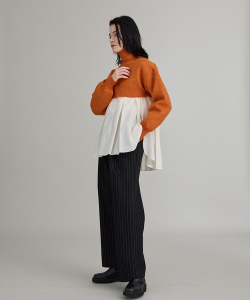 PUBLIC TOKYO（パブリックトウキョウ）の「【洗える】ハイネックマイクロショートニット（ニット/セーター・レディース・オレンジ/その他2/ダークグレー/ミント・FREE）」の6枚目の写真