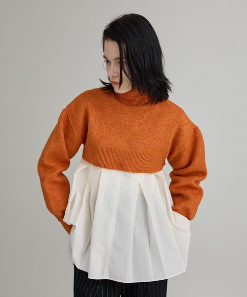 PUBLIC TOKYO（パブリックトウキョウ）の「【洗える】ハイネックマイクロショートニット（ニット/セーター・レディース・オレンジ/その他2/ダークグレー/ミント・FREE）」の8枚目の写真