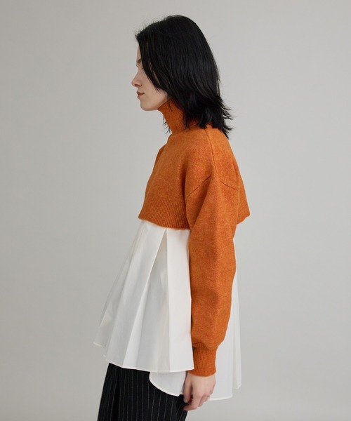 PUBLIC TOKYO（パブリックトウキョウ）の「【洗える】ハイネックマイクロショートニット（ニット/セーター・レディース・オレンジ/その他2/ダークグレー/ミント・FREE）」の9枚目の写真