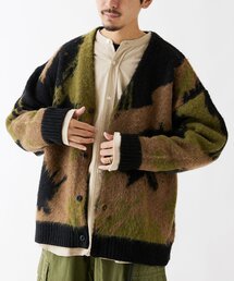モヘア混 スプラッシュ ジャガードニットカーディガン