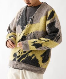 モヘア混 スプラッシュ ジャガードニットカーディガン