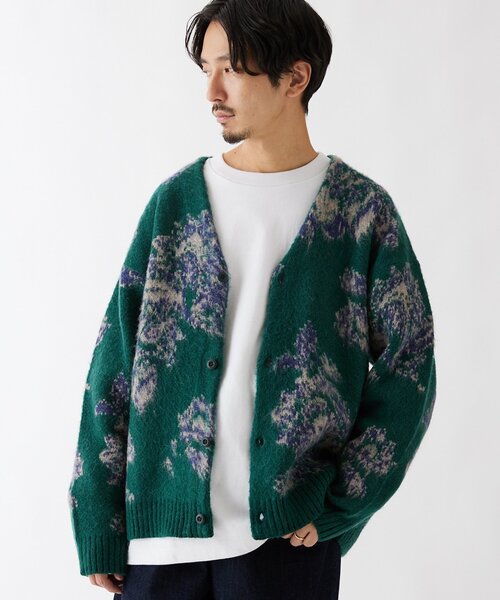 セール】モヘア混 スプラッシュ ジャガードニットカーディガン
