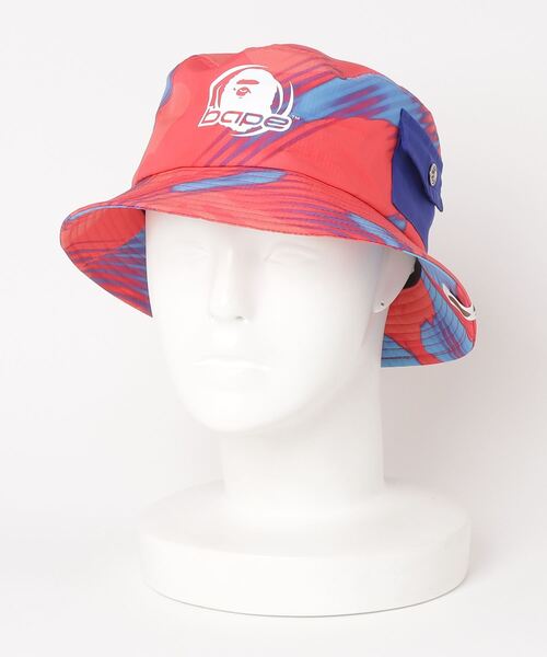 A BATHING APE（アベイシングエイプ）の「STROKE CAMO POCKET BUCKET HAT M（ハット・メンズ・ブラック/レッド・LARGE/MEDIUM）」の7枚目の写真