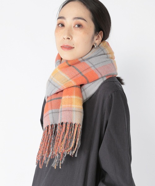 studio CLIP（スタディオクリップ）の「ダブルチェックフリンジストール（ストール/ショール・レディース・ブラック/イエロー/グリーン/オレンジ・FREE）」の4枚目の写真