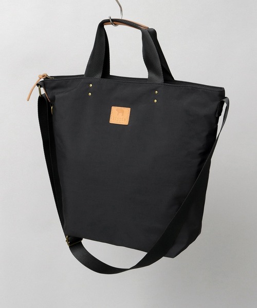 本革レザーパッチ タフタナイロン 2WAY ショルダートートバッグ A4対応（トートバッグ）｜kippis（キッピス）