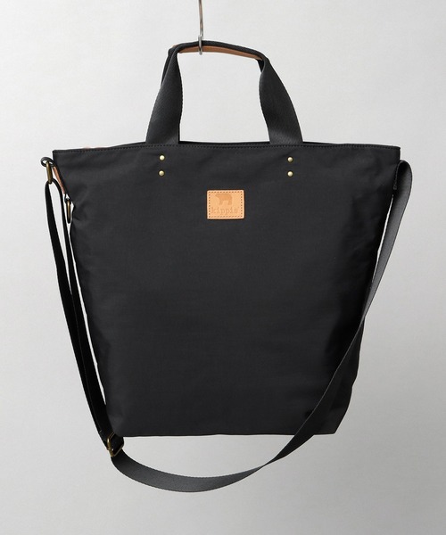 本革レザーパッチ タフタナイロン 2WAY ショルダートートバッグ A4対応（トートバッグ）｜kippis（キッピス）