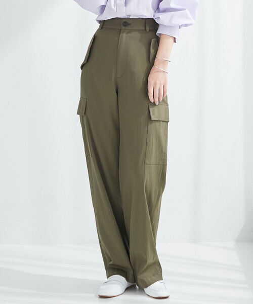 23区（ニジュウサンク）の「キュプラナイロンストレッチ カーゴ パンツ（カーゴパンツ・レディース・ブラック系/黄土色系/カーキ系・36/38/40）」の3枚目の写真