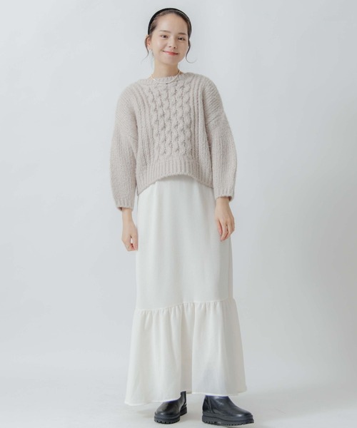 flower(フラワー)の「クリスタルアランニット(ニット/セーター・レディース・グレー/アイボリー・FREE)」の20枚目の写真