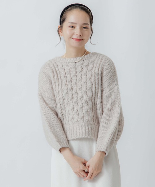 flower(フラワー)の「クリスタルアランニット(ニット/セーター・レディース・グレー/アイボリー・FREE)」の13枚目の写真
