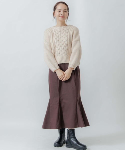 flower(フラワー)の「クリスタルアランニット(ニット/セーター・レディース・グレー/アイボリー・FREE)」の12枚目の写真