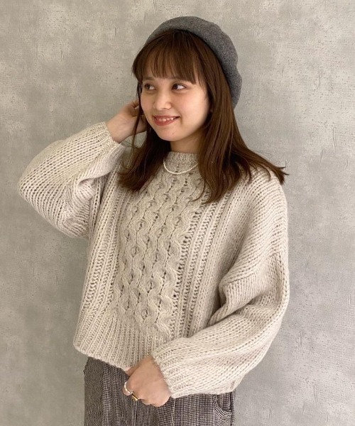 flower(フラワー)の「クリスタルアランニット(ニット/セーター・レディース・グレー/アイボリー・FREE)」の22枚目の写真