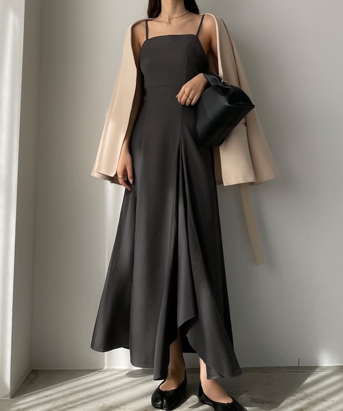 フレアラッフルキャミワンピース[高身長サイズMT/低身長サイズS有り]（ワンピース）｜Louere（ルエレ）